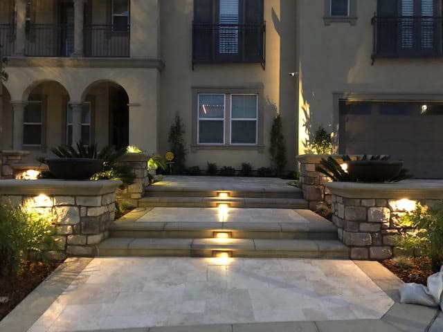 Beautiful landscaping with interlocking pavers